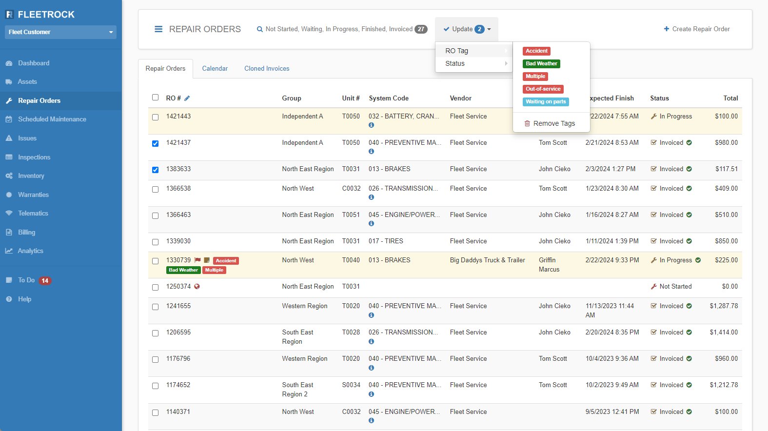 Shop Management Software Screenshot